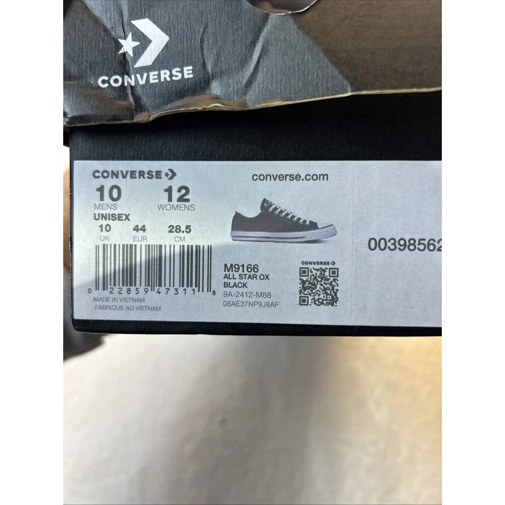 Converse Jack Purcell All Star Canvas Low Unisex Sneakers Black /White M 10 W 12